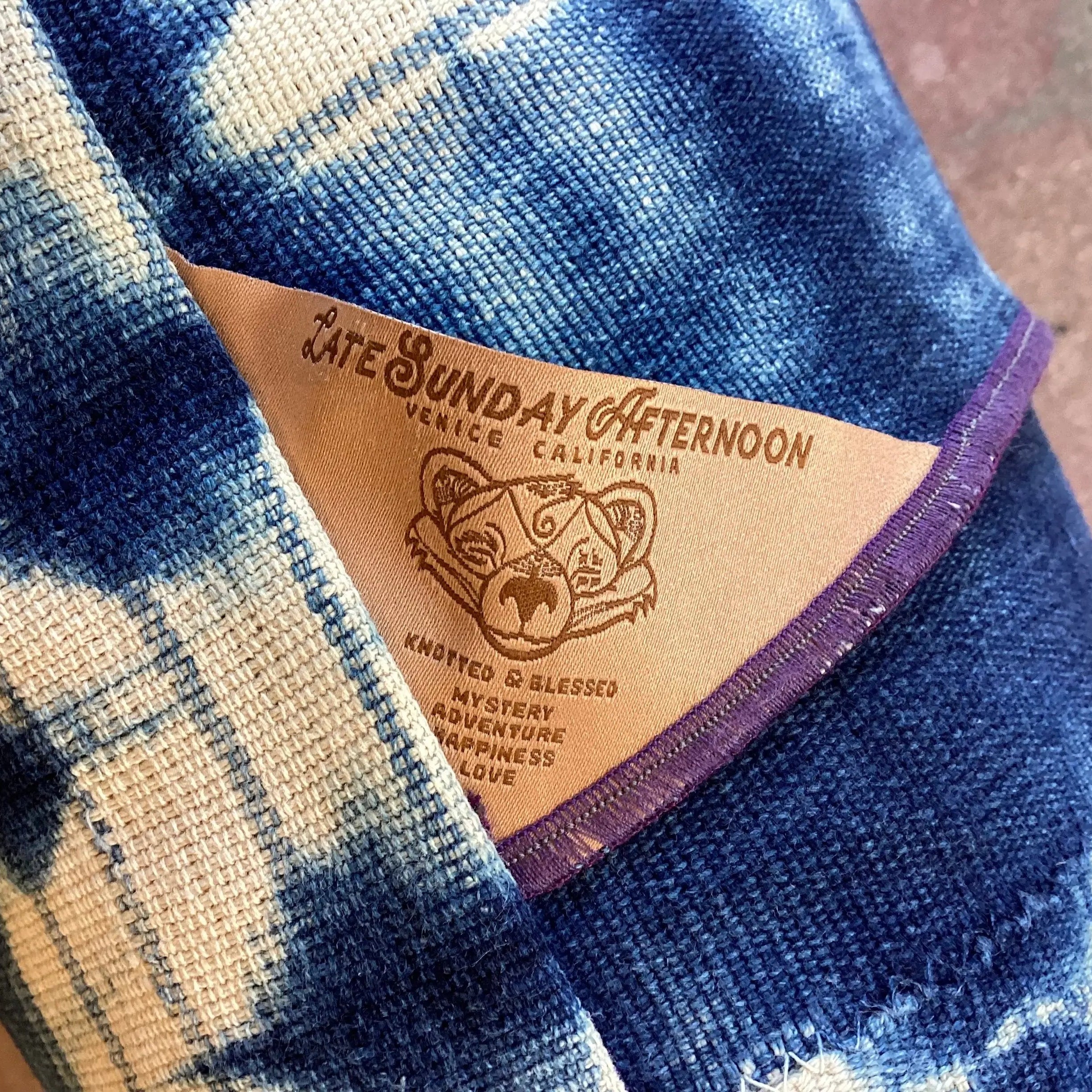 African Denim Pillow Late Sunday Afternoon