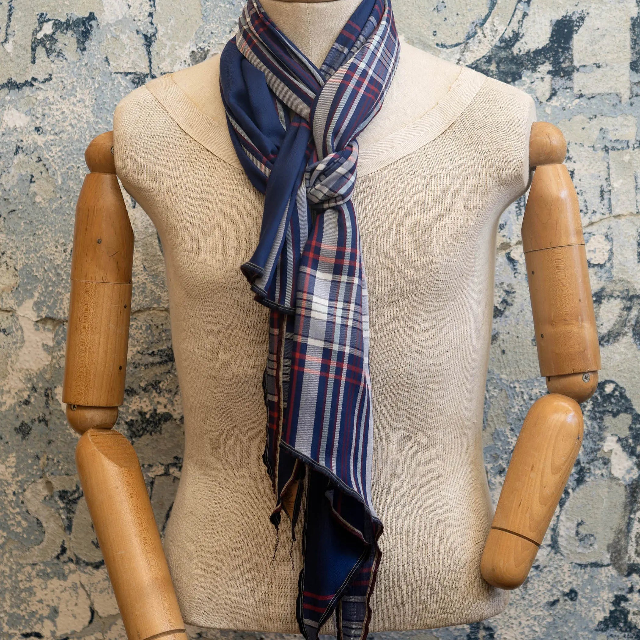 Harbor Plaid Silk Scarf Late Sunday Afternoon