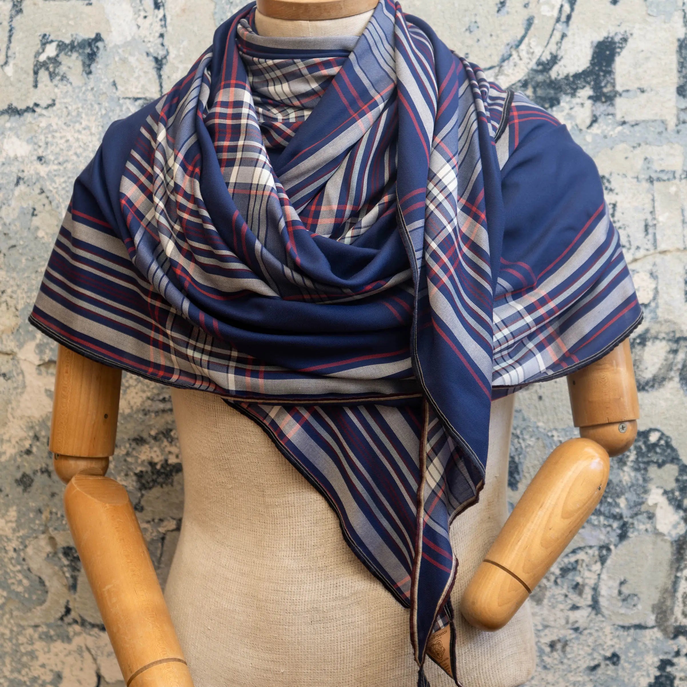 Harbor Plaid Silk Scarf Late Sunday Afternoon