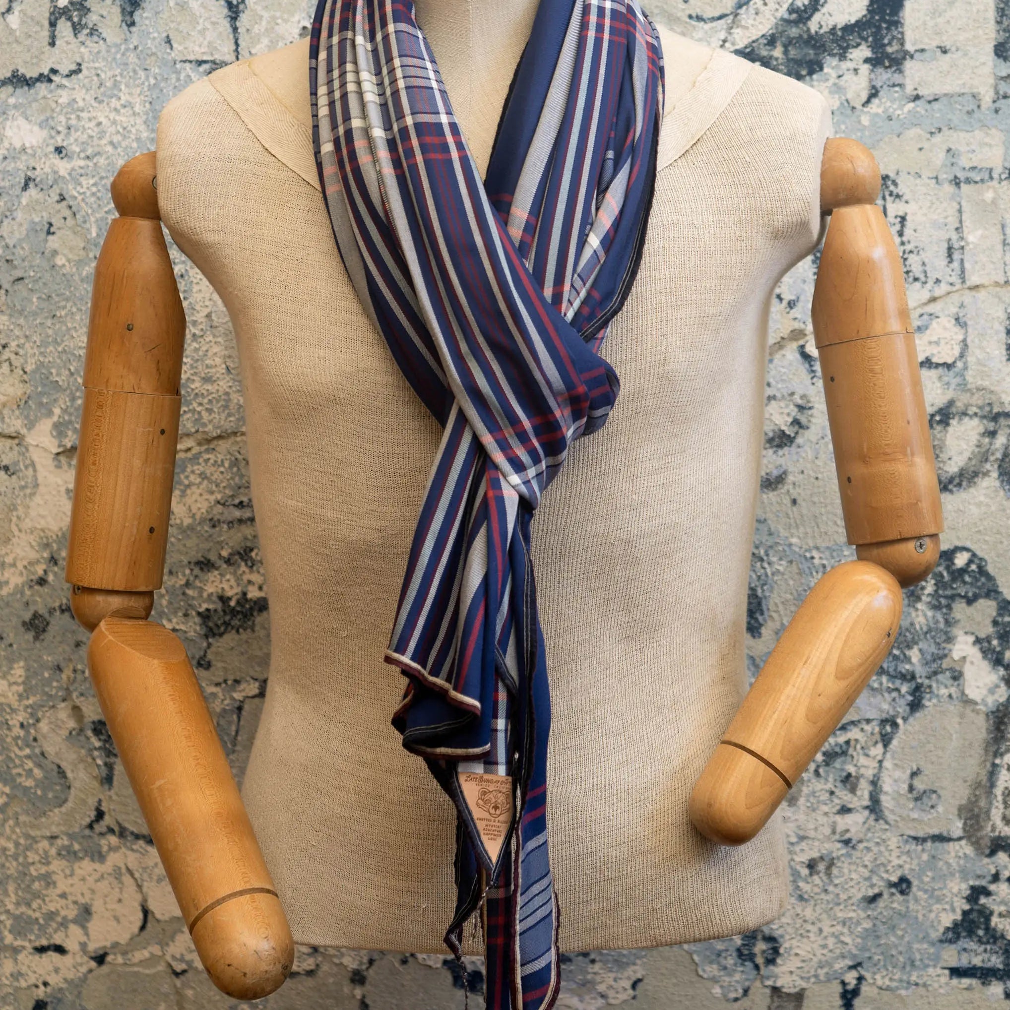 Harbor Plaid Silk Scarf Late Sunday Afternoon