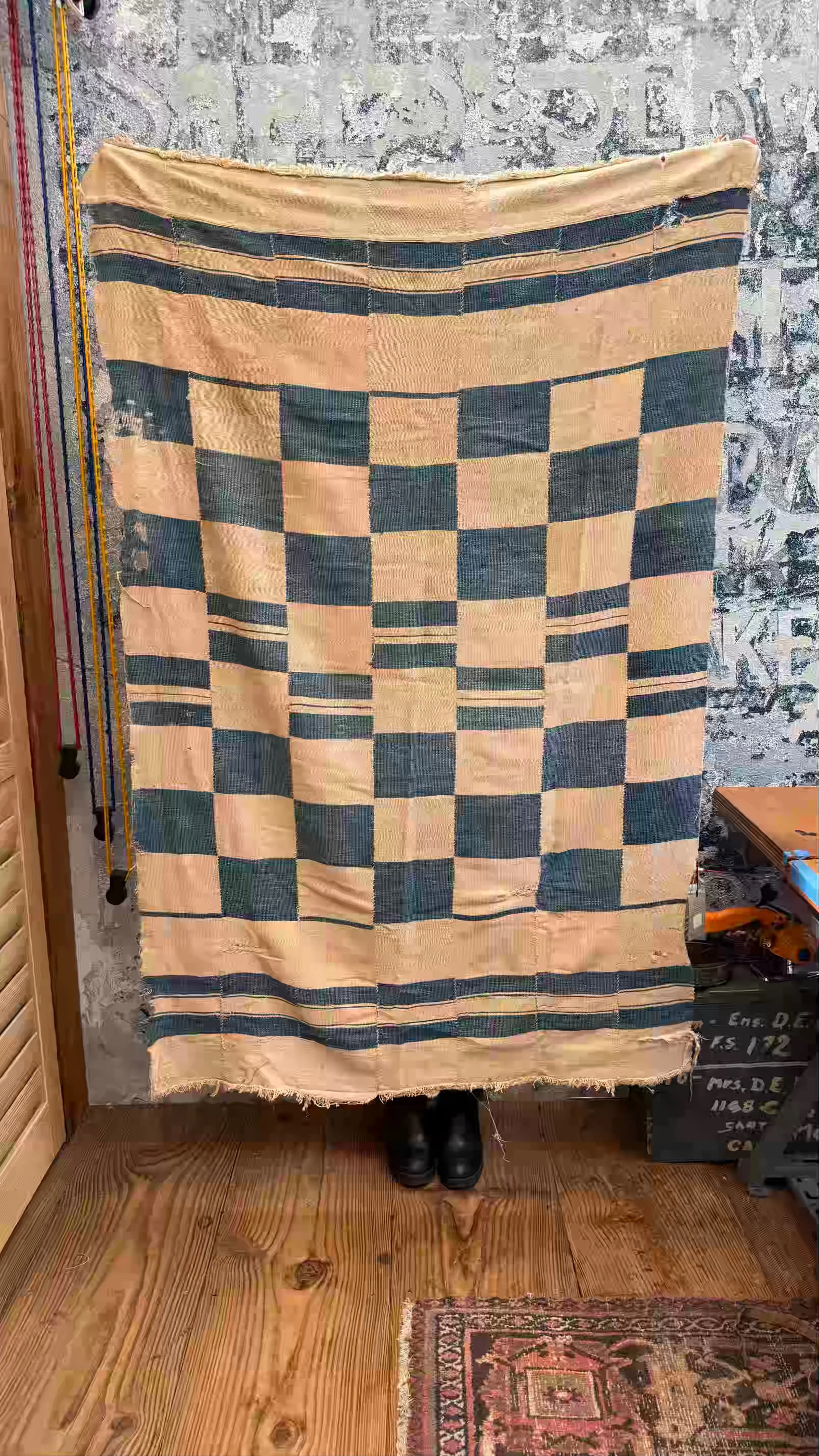 Checkered Vintage African Blanket Bully