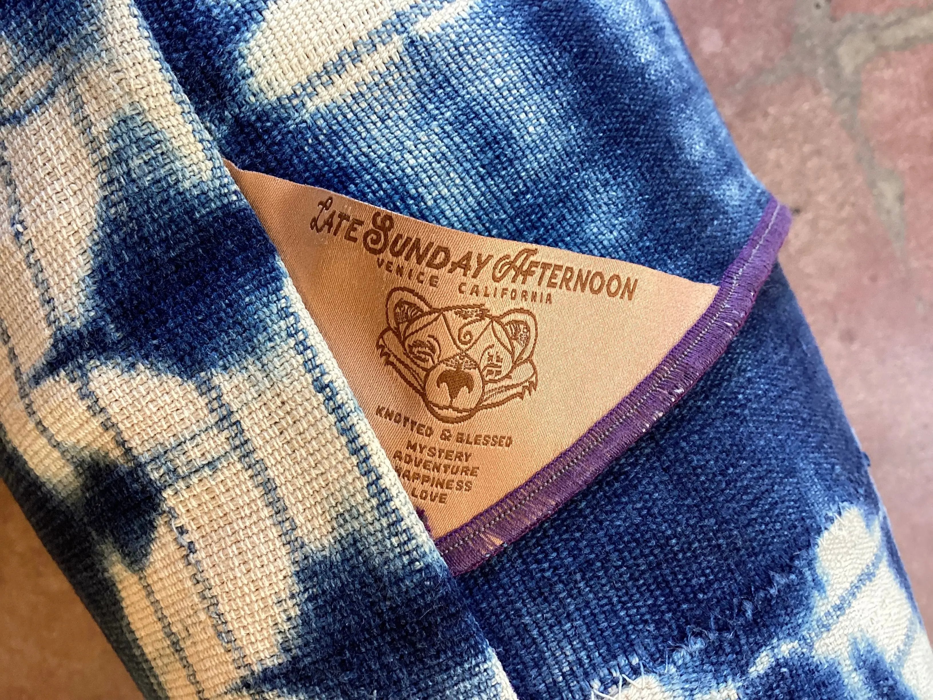 African Denim Pillow Late Sunday Afternoon