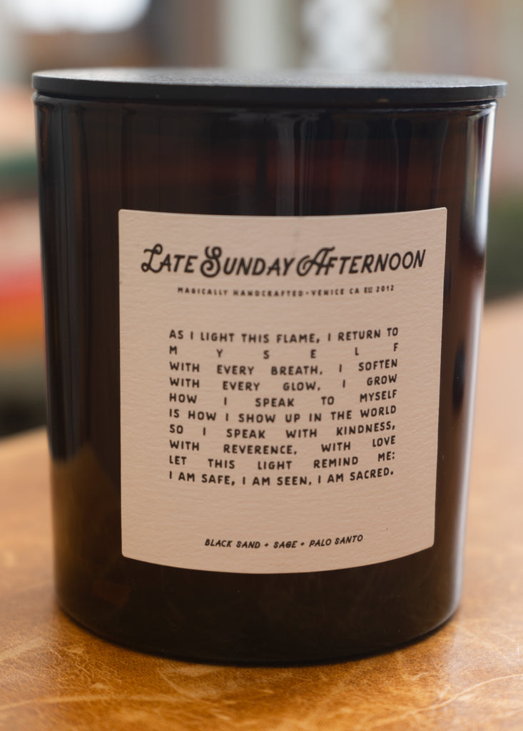 Intention Candle - Black Sand, Sage and Palo Santo Late Sunday Afternoon