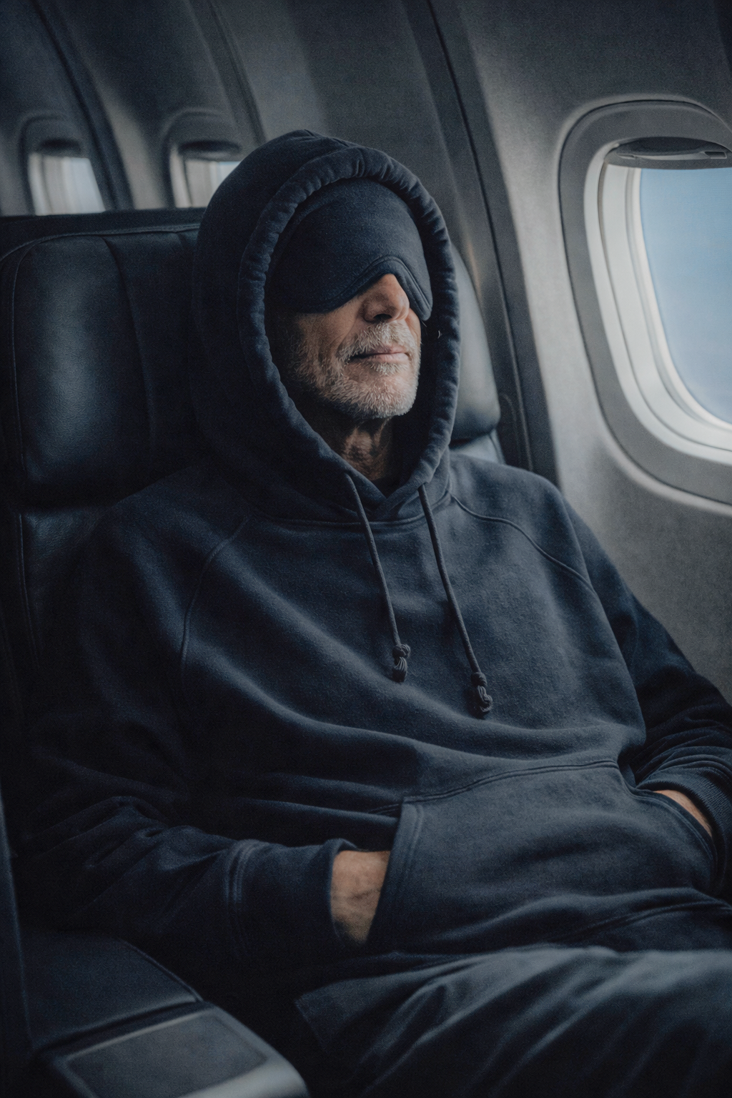 Apollo X Hoodie, an upgraded travel hoodie with a built-in eye mask