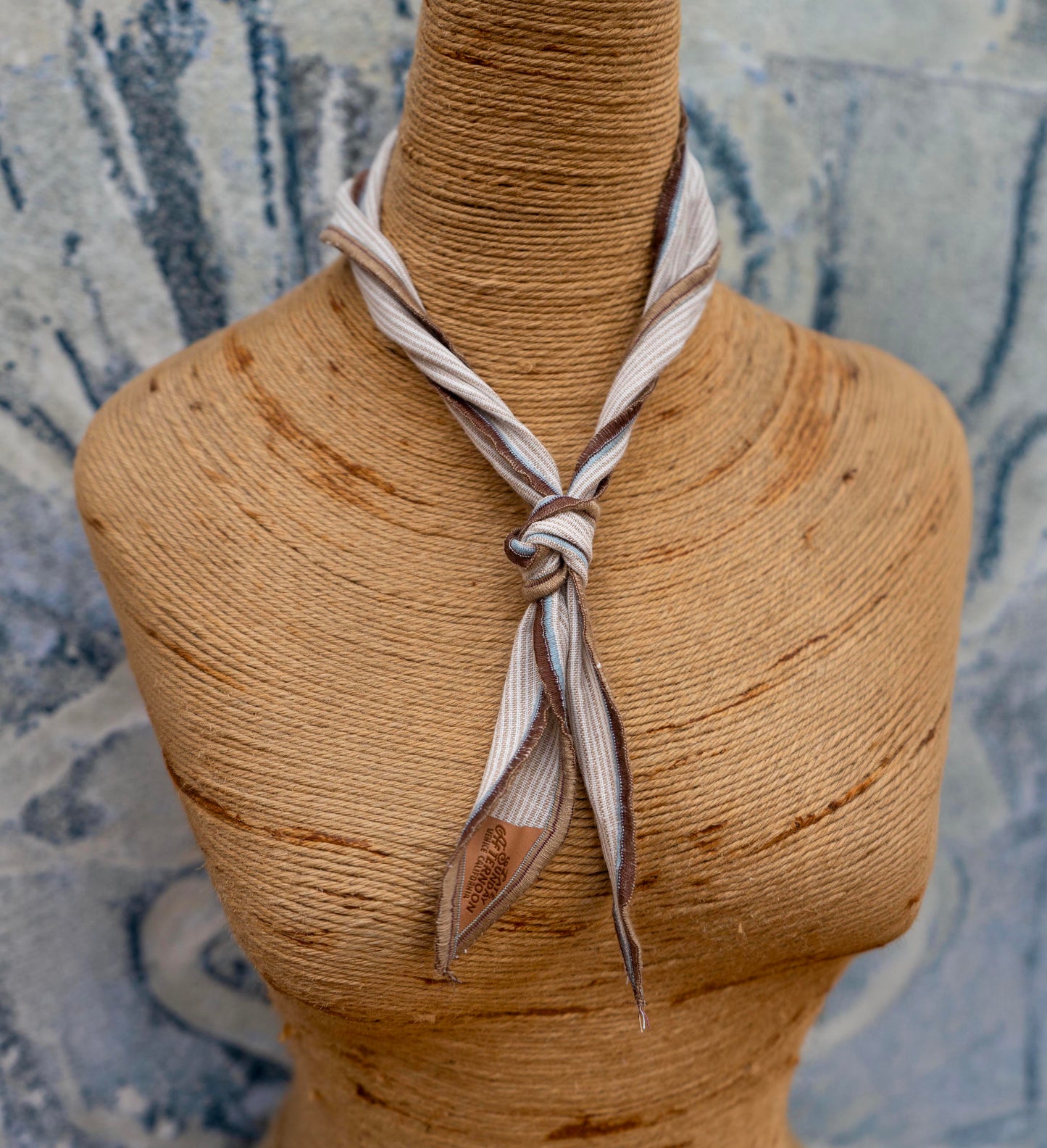 Burlington Beige Neck Scarf, a lightweight neck scarf in a neutral stripe