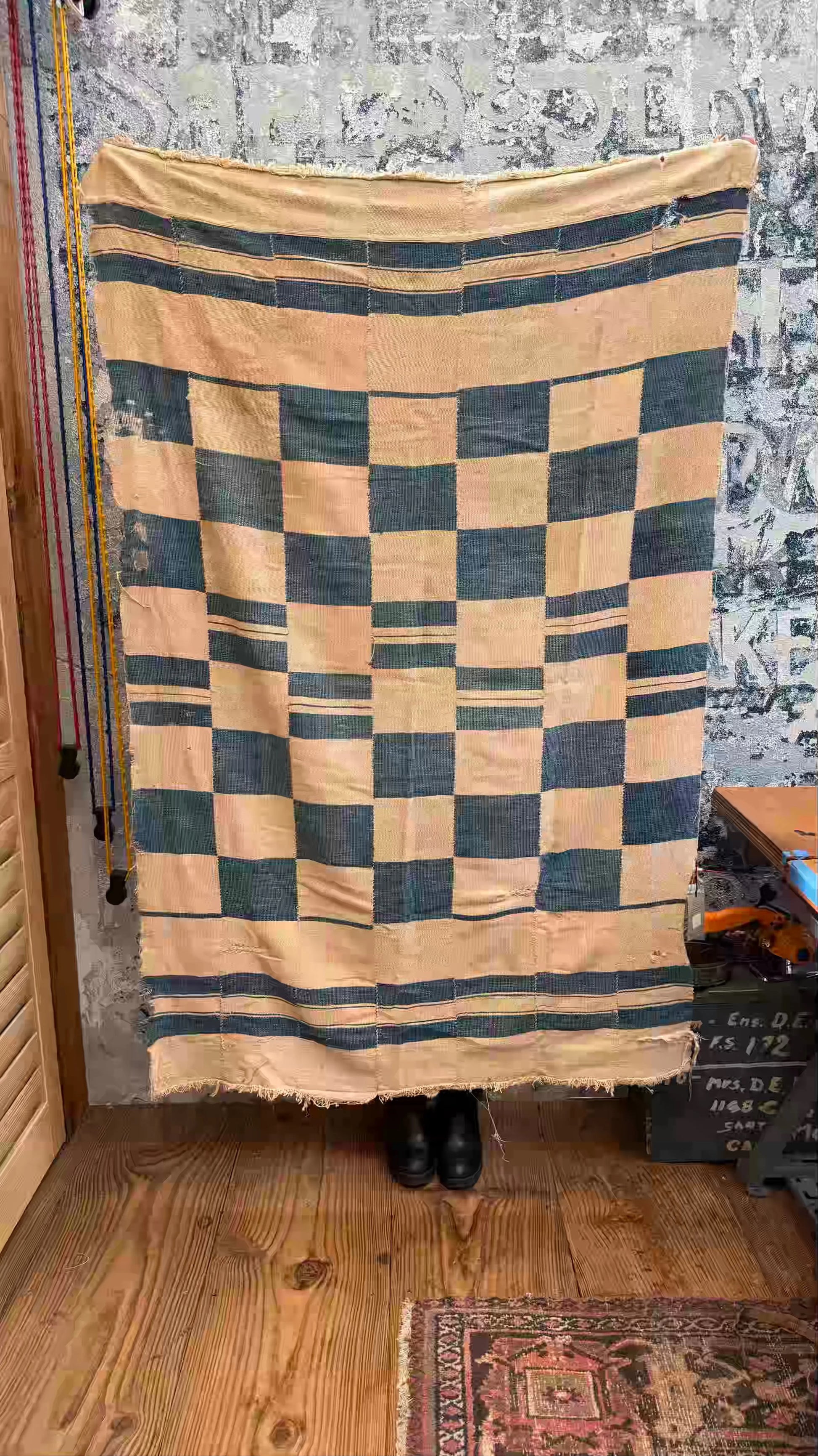 Checkered Vintage African Blanket Bully
