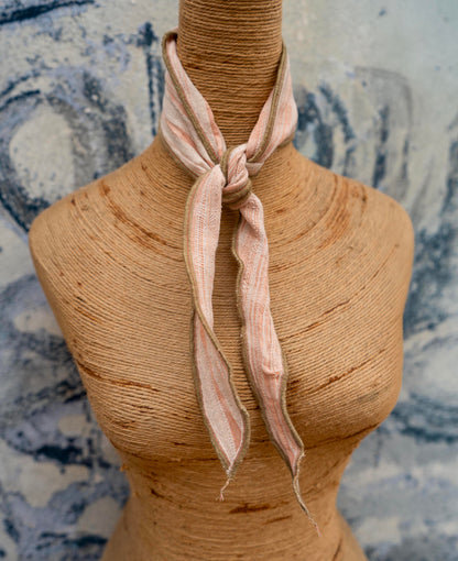Sissinghurst Garden Neck Scarf, a lightweight scarf with a peach embroidered design