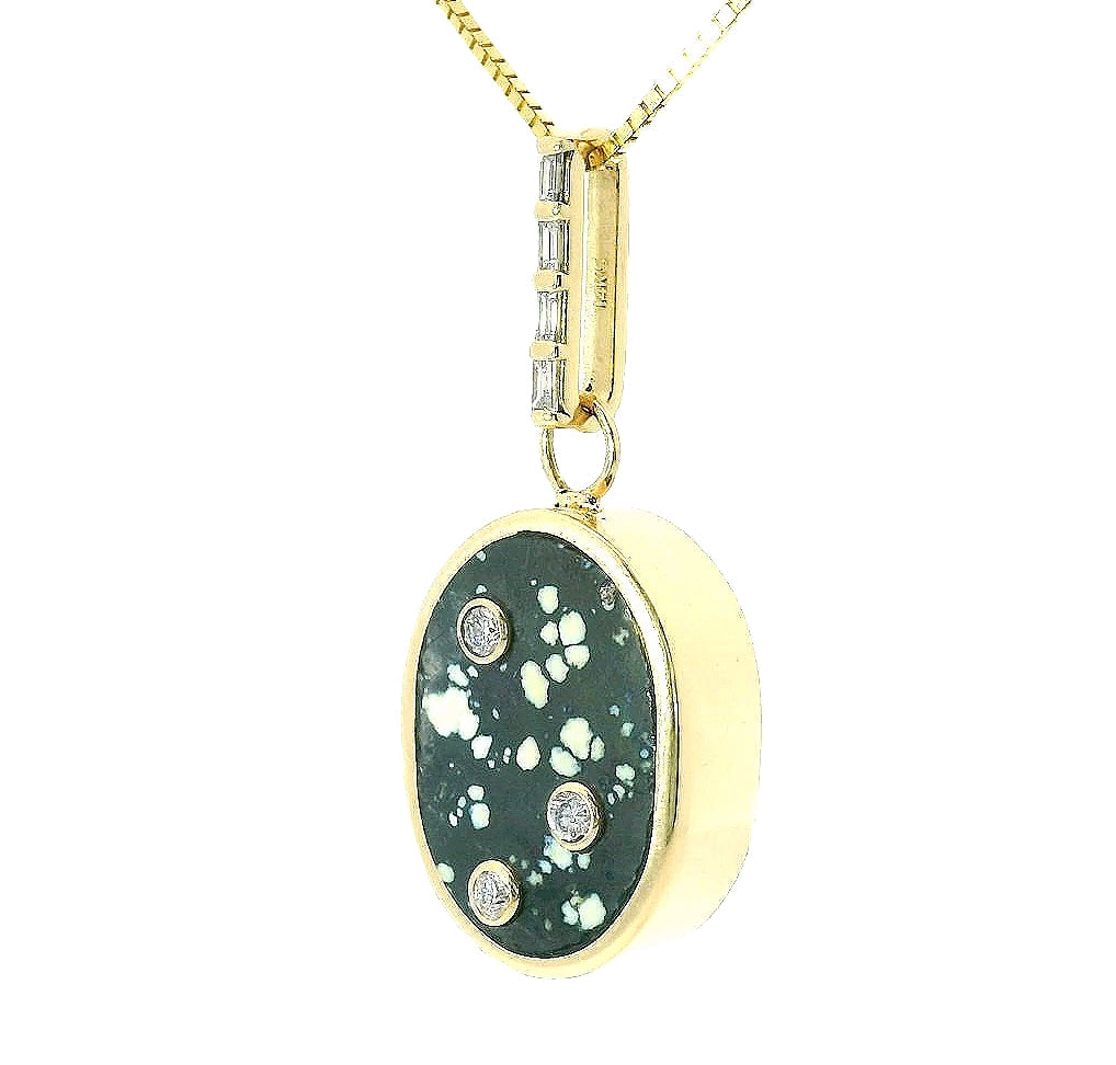 Large Reversible Pendant - No. 8 Turquoise, New Lander Turquoise & White Diamonds Young in the Mountains
